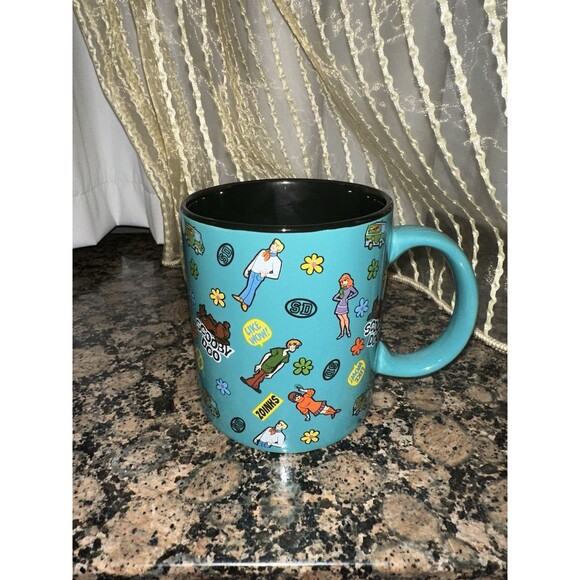 Scooby-Doo Sticker Pattern Ceramic Mug | Holds 20 Ounces Fred Shaggy Daphne - Picture 1 of 8